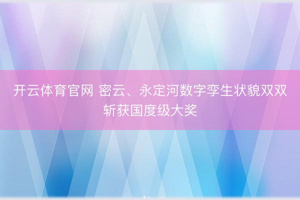 开云体育官网 密云、永定河数字孪生状貌双双斩获国度级大奖